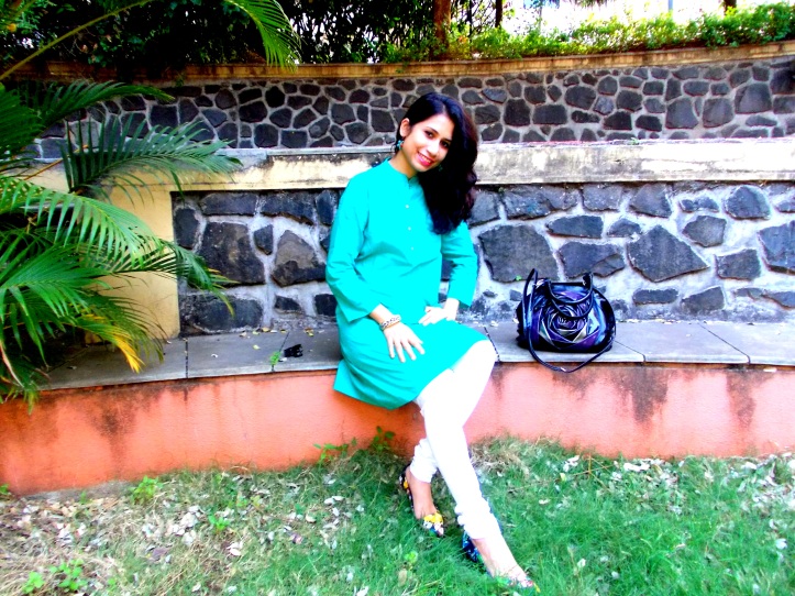 The dress used as a kurta with white leggings for work